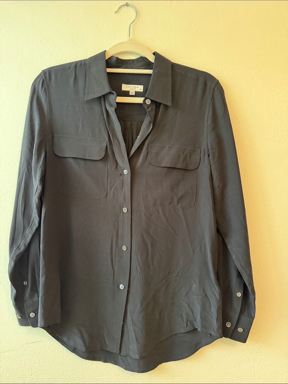Equipment Black Button-Down Silk Blouse